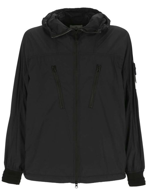 lightweight black lightweight drawstring hood long sleeves Stone Island | 801540425V0029